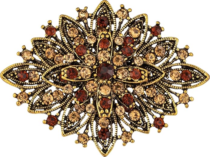 HAISWET Vintage Art Deco Crystal Rhinestone Brooch Pin for Women