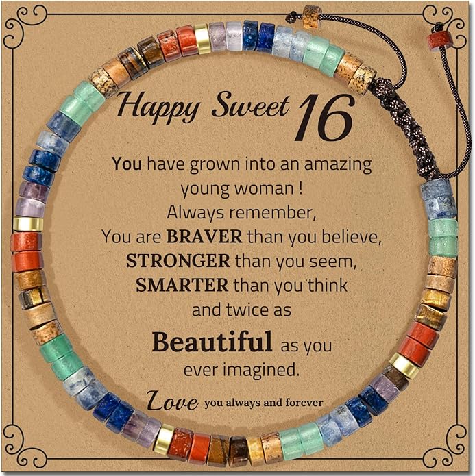 30th 40th 50th 60th 70th 80th Birthday Gifts for Women, Natural Stone Bracelet Birthday Gifts for Mom Daughter Grandma Sister Friends Coworker
