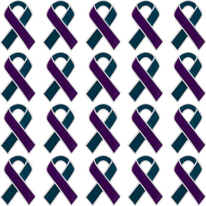 Suicide Awareness and Prevention Pin - Bulk Packs - Variety Pack of Teal & Purple Ribbon Pin Perfect for Support Groups, Gift-Giving and Fundraising