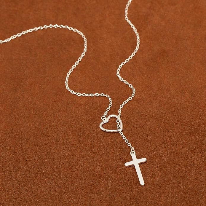 Lariat Necklace for Women, Dainty 14K Gold/Silver Plated Long Necklaces for Women Trendy Simple Layered Y-Shaped Drop Pendant Necklace Adjustable Gold Jewelry Gifts For Her Christmas Stocking Stuffer