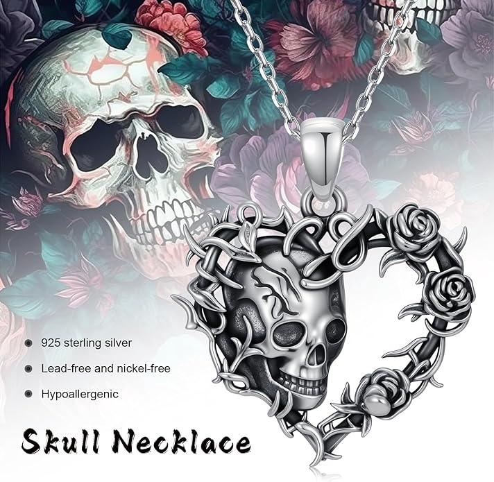 KoyeKei Sterling Silver Halloween Necklace Gothic Jewelry Gifts for Women Men