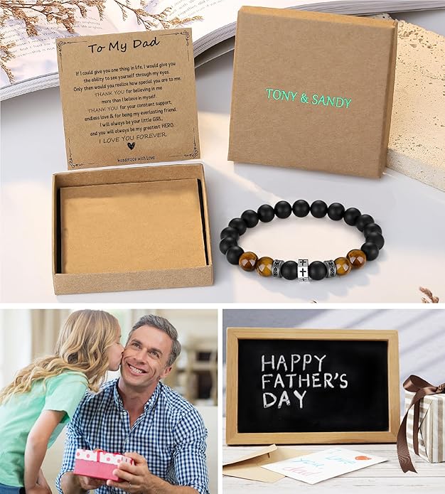 TONY & SANDY Cross Bracelet Men Cool Valentines Day Gifts for Him Teen Boys Son Grandson Nephew, Birthday Easter Christmas Gifts for Teen Boys Adults Men
