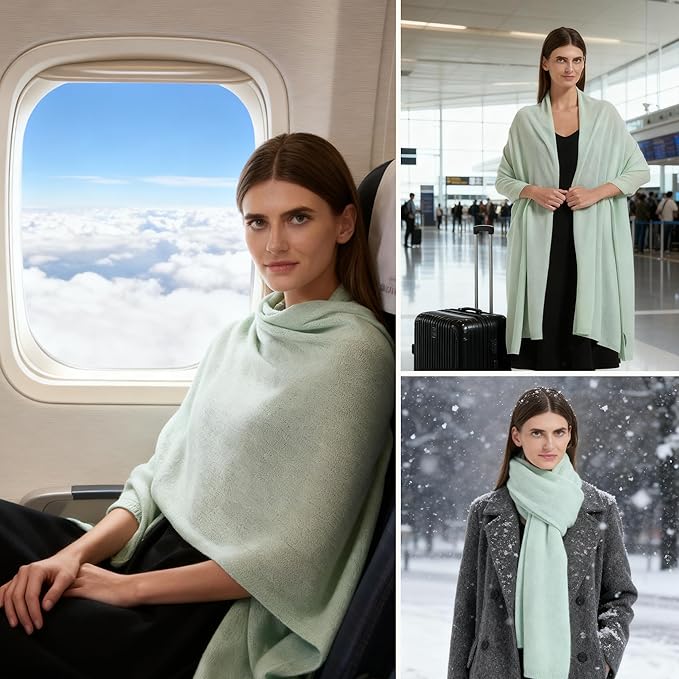 Erdenech Luxury Cashmere Wool Blend Wrap for Women, All-Season Travel Wrap Shawl, Extra Large Blanket Shawl Scarf Pashmina