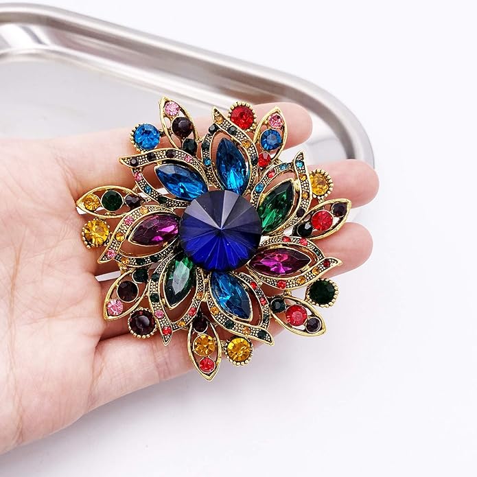 LAXPICOL Vintage Women's Austrian Crystal Elegant Flower Brooch Wedding Broach Pin