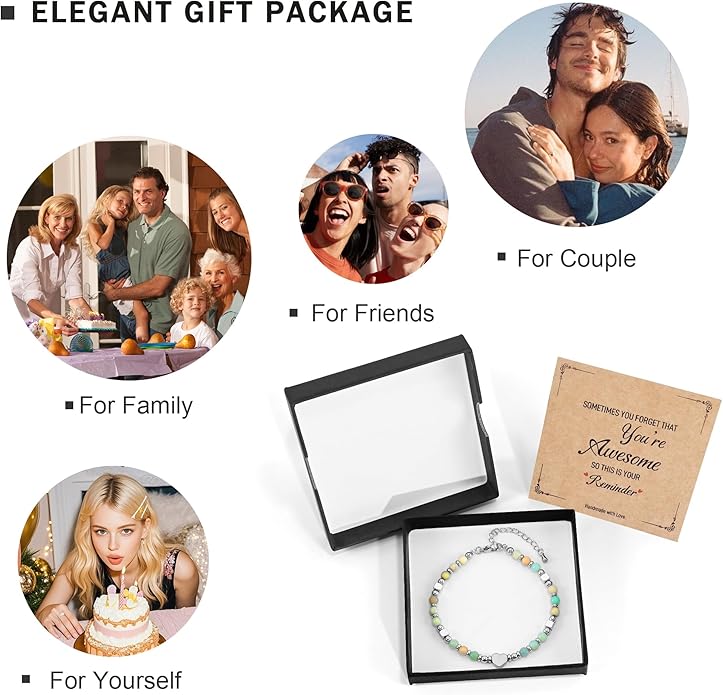 VIBILIA Cross Beaded Bracelets for Women, Inspirational Natural Heart Religious Bracelets for Women, Birthday Christian Gifts for Women on Thanksgiving Christmas Gifts