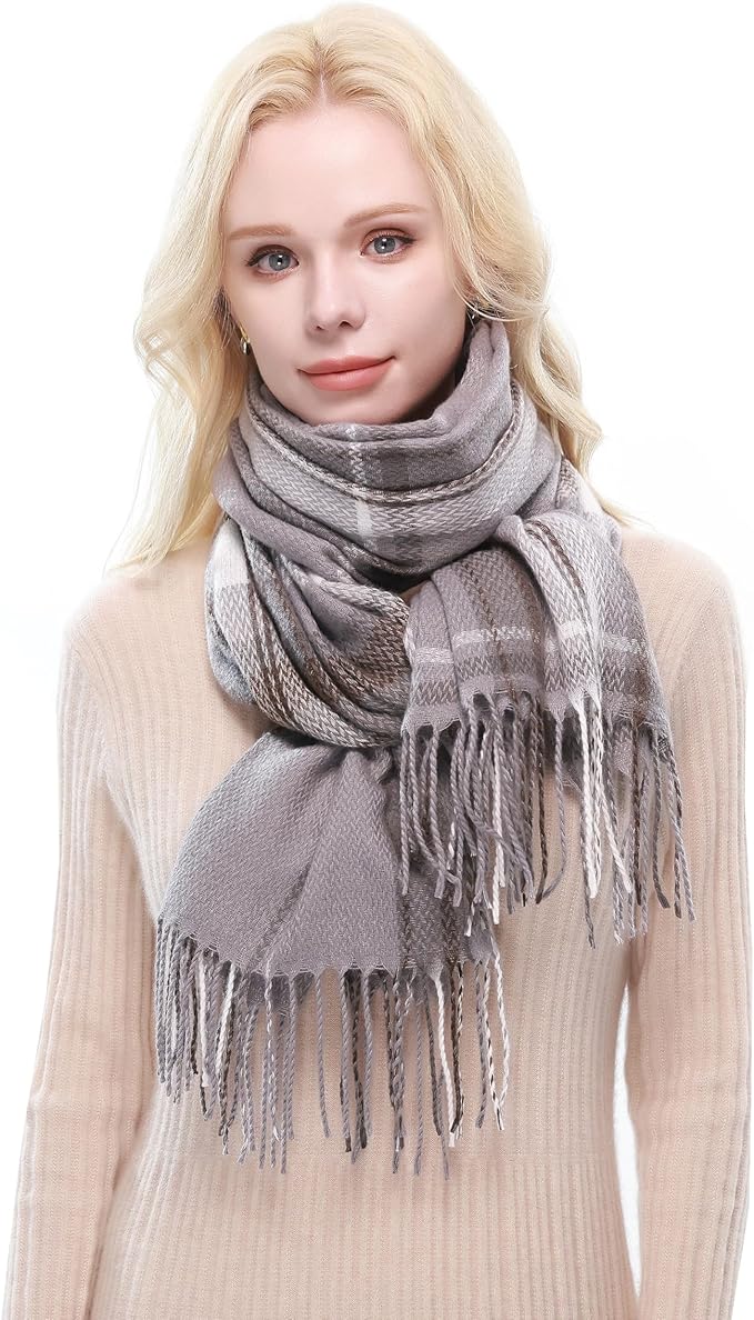 RIIQIICHY Plaid Scarf for Women Fall Winter Pashmina Scarves Wraps for Cold Weather Warm Large