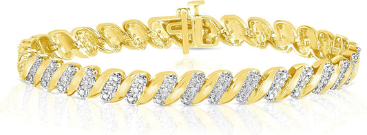 NATALIA DRAKE 1/4 Cttw Wave Link Diamond Tennis Bracelet for Women in 925 Sterling Silver Color I-J/Clarity I2-I3