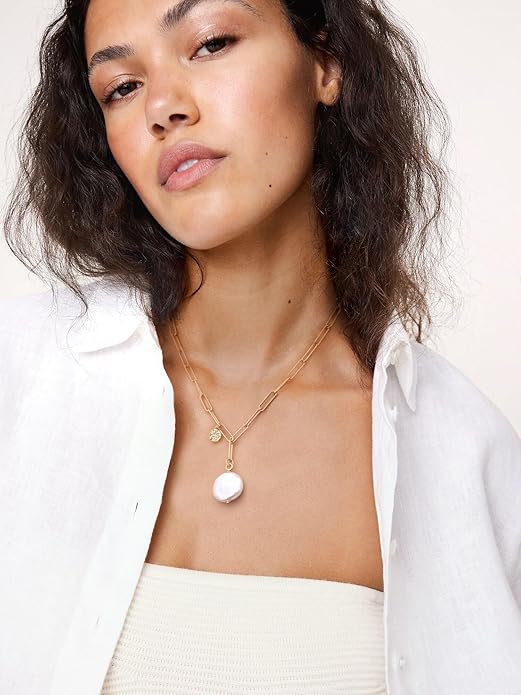 CANEVINKA 18K Gold Plate Coin Pendant Necklace for Women Dainty Compass Sunflower Necklaces Personalized Chain Layered Jewelry