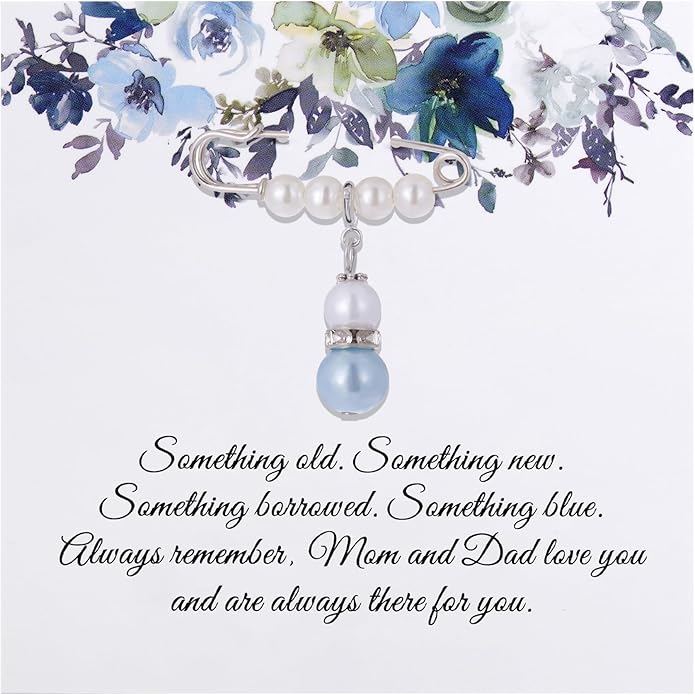Ralukiia Something Blue Charm Gift for Bride from Mom and Dad, Blue Bridal Bouquet Charm, Daughter Wedding Gifts from Parents, Bridal Shower Gift