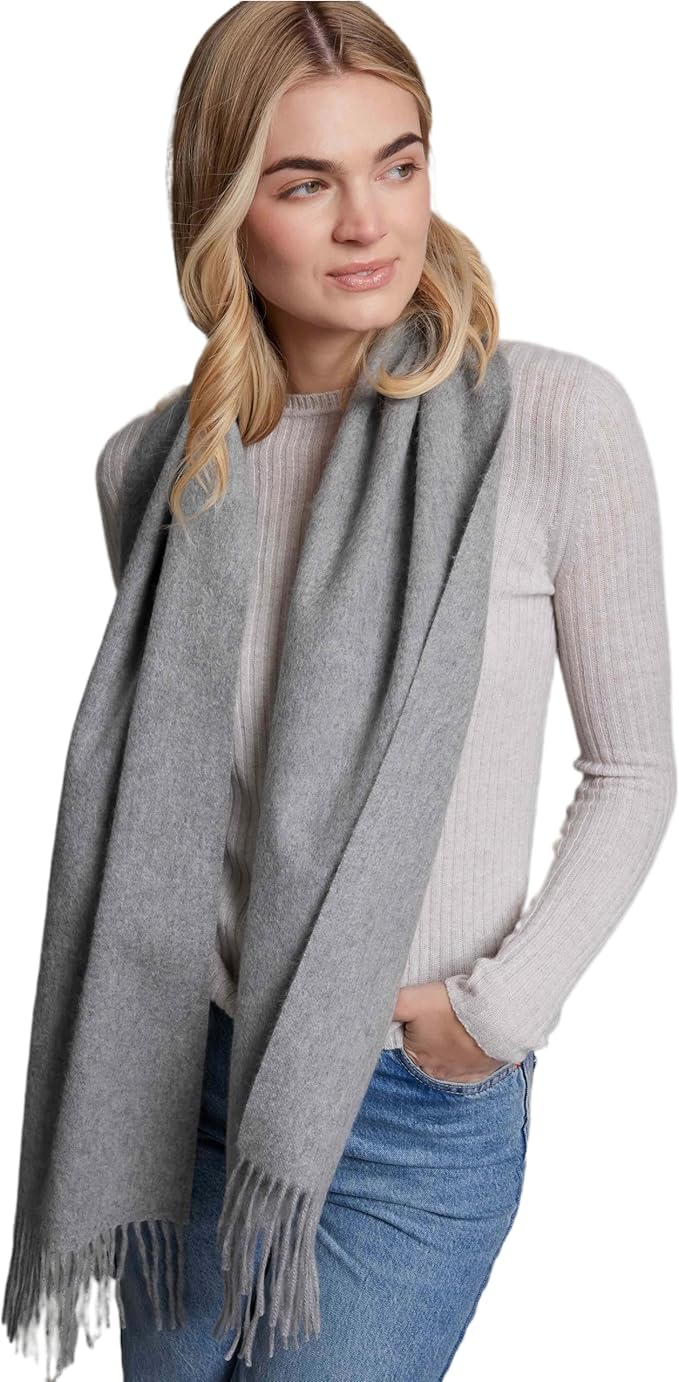 Alashan Cashmere Ultra-Fine Merino Wool and Cashmere Blend Woven Scarf -Luxe fabric-Lightweight- 72" x 12"