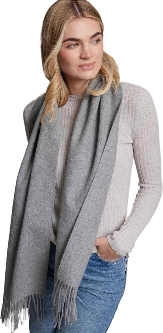 Alashan Cashmere Ultra-Fine Merino Wool and Cashmere Blend Woven Scarf -Luxe fabric-Lightweight- 72" x 12"