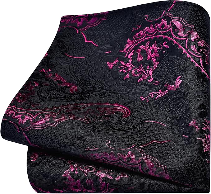 GUSLESON 8cm Paisley Tie Set for Men Necktie Lapel Pin Pocket Square Cufflinks Set for Men