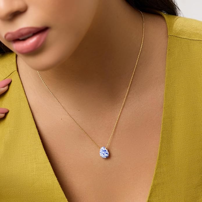 Ana Luisa Pebble Pendant Necklace for Women - 14K Gold Plated and Silver Rhodium Plated Trendy Small & Mini Teardrop Necklace with Lobster Clasp - Hypoallergenic, Water-Resistant, Tarnish-Free Jewelry