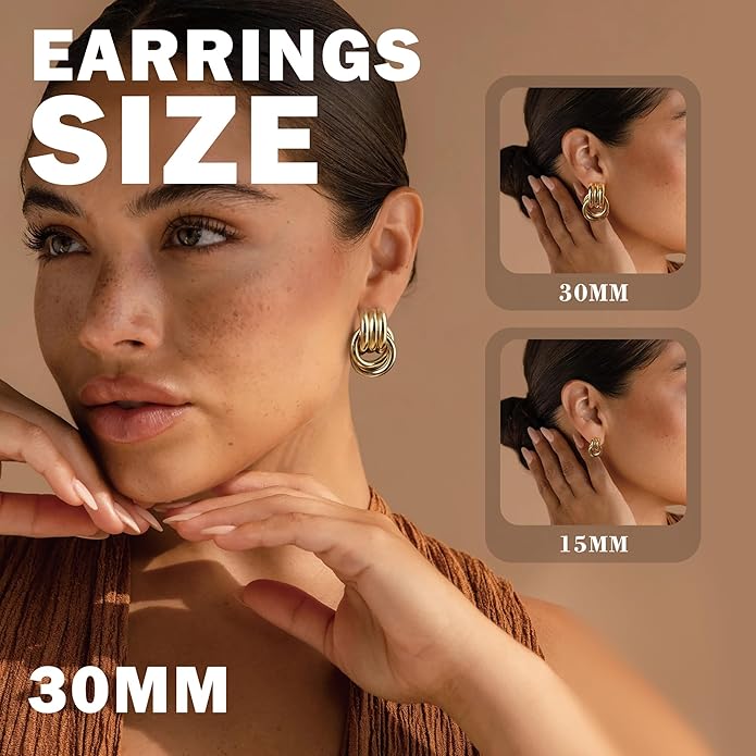 Geometric Earrings for Women, Chunky Dangle Earrings Trendy Vintage Statement Earrings Dupes Jewelry for Women