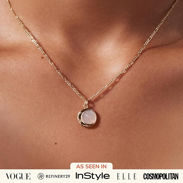 Ana Luisa Pendant Necklaces for Women - 14K Gold Plated and Silver Rhodium Necklace - Pearl, Heart, Circle, Moonstone, Gemstone, Knot Charm Styles - Hypoallergenic, Dainty, Trendy Layering Necklaces