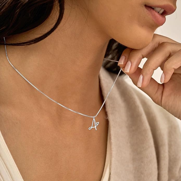 Initial Necklaces for Women Trendy, Dainty Silver Letter Necklace Cute Pendant Choker Name Necklace Personalized Costume Monogram Silver Jewelry Necklace for Women Valentines Gifts