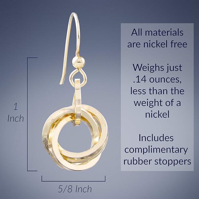 Tahmi Elegant 14K Yellow Gold-Filled Love Knot Jewelry Gift Set | 20 Inch Circle Pendant Necklace and Dangle Earrings for Women | Perfect Everyday, Holiday, Birthday, or Wedding Gift Idea