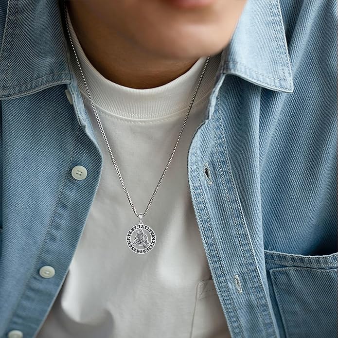 Taioiat viking Pendant Necklace for Men Nordic Celtic 925 Sterling Silver Vintage Mjolnir Jewelry Norse Vikings Gift for Women