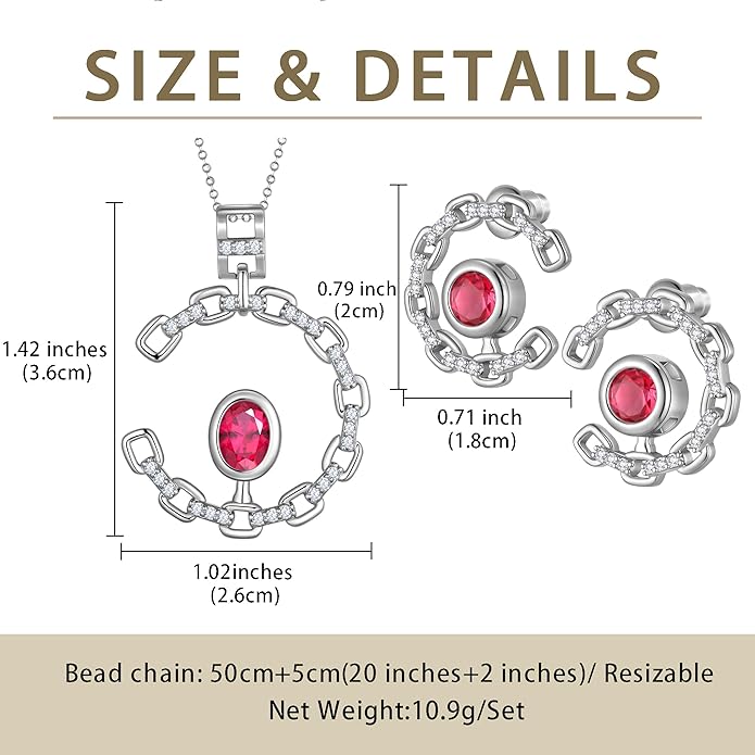 Ydou Elegant C-Shaped Crystal Necklaces/Stud Earrings Set with Birthstone Jewelry Set Silver Plated Fashion Jewelry for Women CS0003