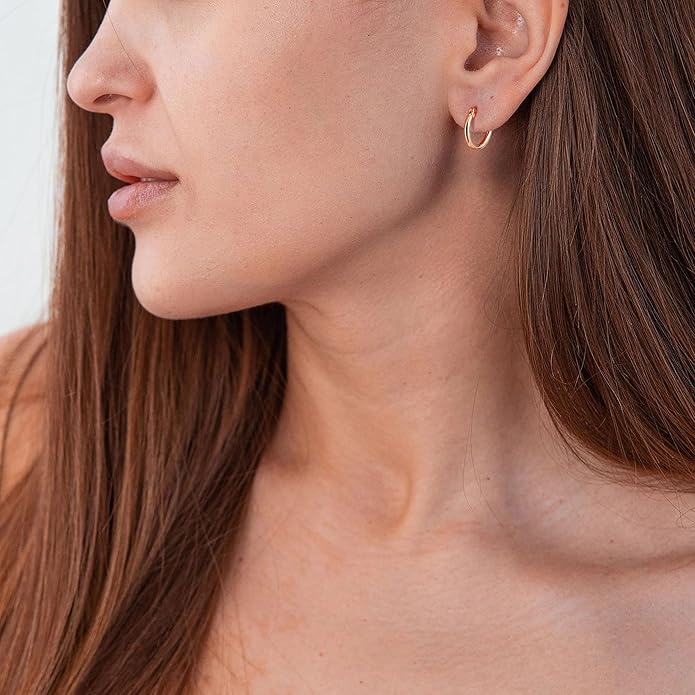 Gacimy Gold Hoop Earrings for Women 14K Real Gold Plated Hoops with 925 Sterling Silver Post