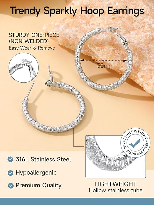 PROSTEEL 30/40/60/80/100mm Chunky Hoop Earrings For Women Gold Plated/Black Stainless Steel Hoops Earrings Statement Jewelry
