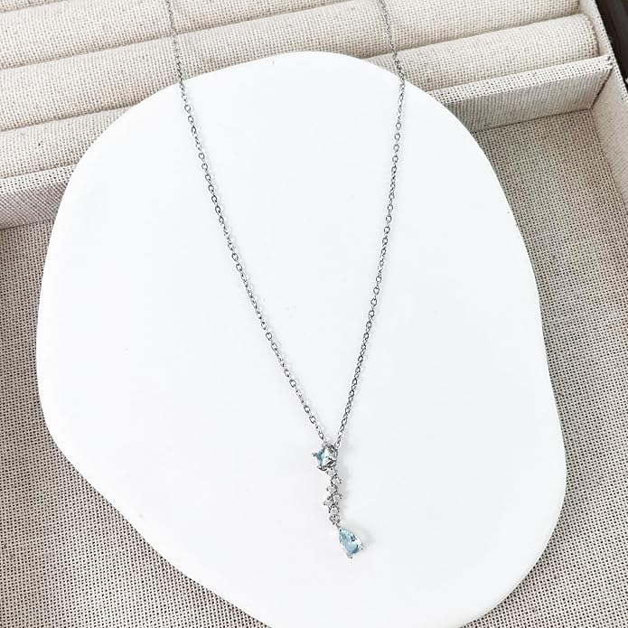 Irregular Y2k Long Y-shaped Necklace with Zircon Inlaid Sparkling Brick Tassel Pendant Double-Layer Chain High-end Fashion Accessory Women's