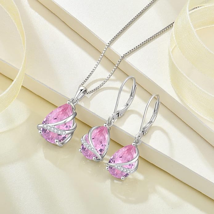Birthstone Dangle Drop Earrings for Women 925 Sterling Silver Teardrop Leverback Earrings Jewelry Gifts for Wife Mother Her
