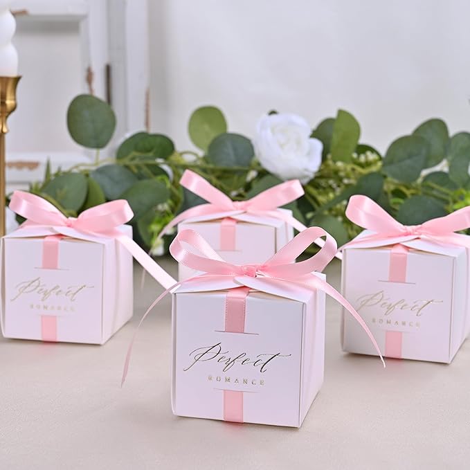 LEEQE Double Face Pearl Pink Satin Ribbon 3/8 inch X 50 Yards Polyester Pearl Pink Ribbon for Gift Wrapping Very Suitable for Weddings Party Invitation Decorations and More