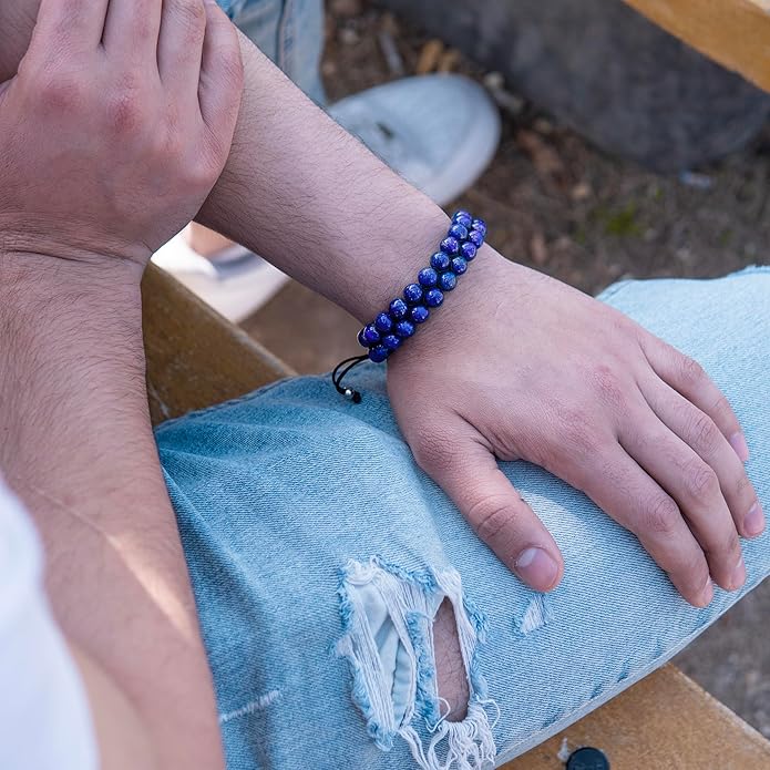 RTZN Jade Bracelet for Men – Premium Artisan Handcrafted Authentic Dark Green Jade Bracelet – 8MM Beaded Stone Mens Jade Bracelets