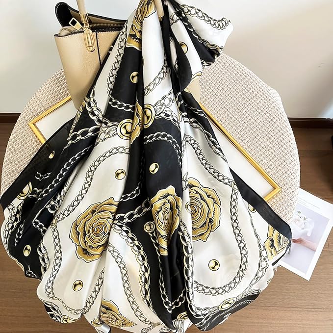 Long Silk Like Scarf Lightweight Satin Scarves Large Sunscreen Shawl Wrap for Women