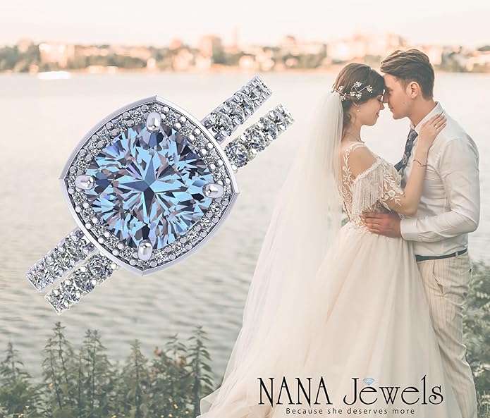 NANA Jewels Sterling Silver Engagement Rings for Women - Choose Simulated Morganite, Citrine, Aquamarine & More