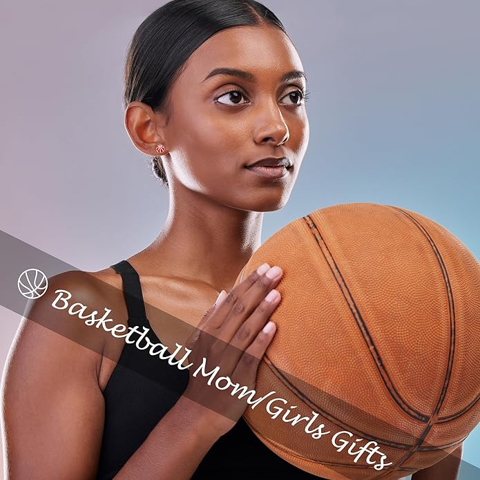 SmileBelle Sterling Silver Sports Earrings, Hypoallergenic Volleyball Earrings, Soccer, Basketball Baseball Softball Stud Jewelry for Women Mom as Game Day Gifts Sports Fan Teen Stuff Accessories
