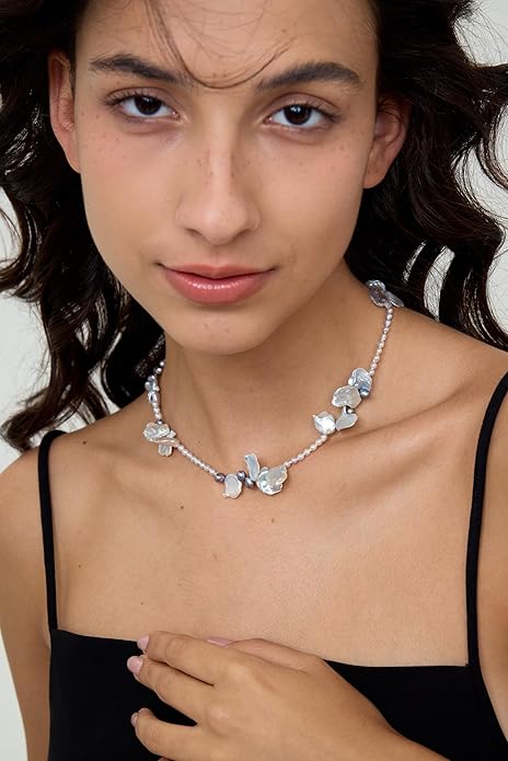 JOLI Real Pearl Necklace for Women with AAA+ Quality Round White Freshwater Genuine Cultured Pearls S925 Sterling Silver Adjustable Design Handmade Pearl Gifts