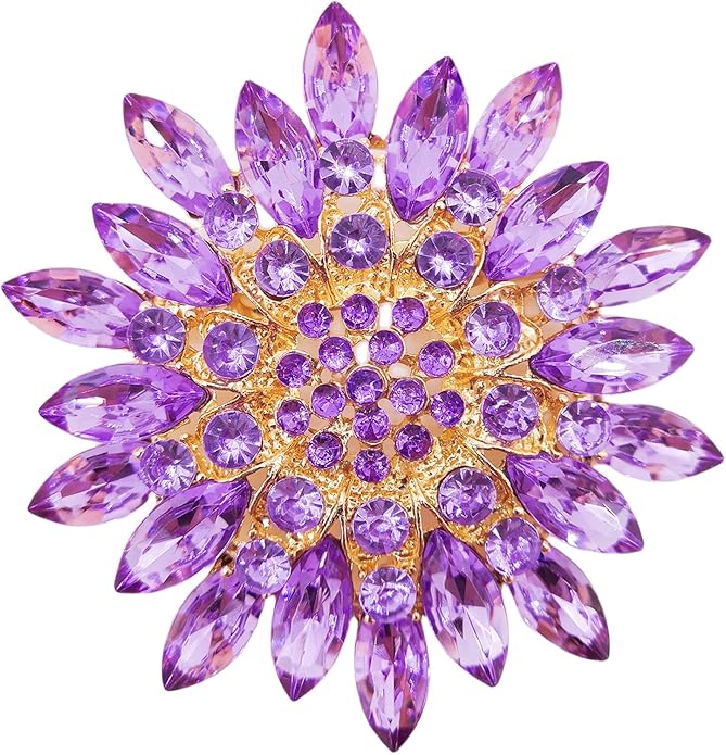 Rhinestone Large Flower Brooches Pins for Women Fashion Sparkly Crystal Sunflower Statement Brooch Unique Wedding Party Suit Dress Jewelry Accessories