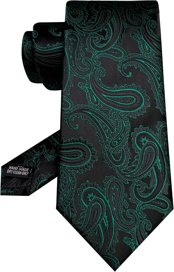 JEMYGINS Mens Paisley Tie and Pocket Square,Lapel Pin,Cufflinks,Tie Clip Sets with Gift Box 5PCS