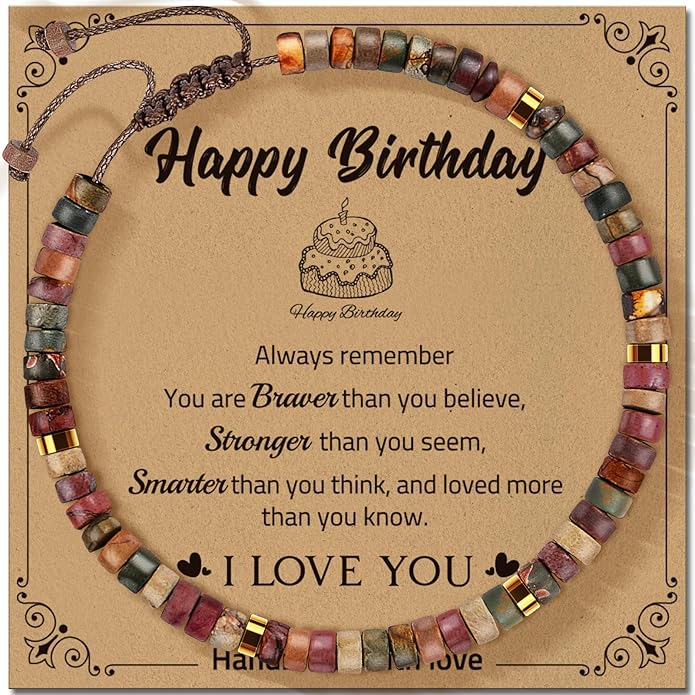 30th 40th 50th 60th 70th 80th Birthday Gifts for Women, Natural Stone Bracelet Birthday Gifts for Mom Daughter Grandma Sister Friends Coworker