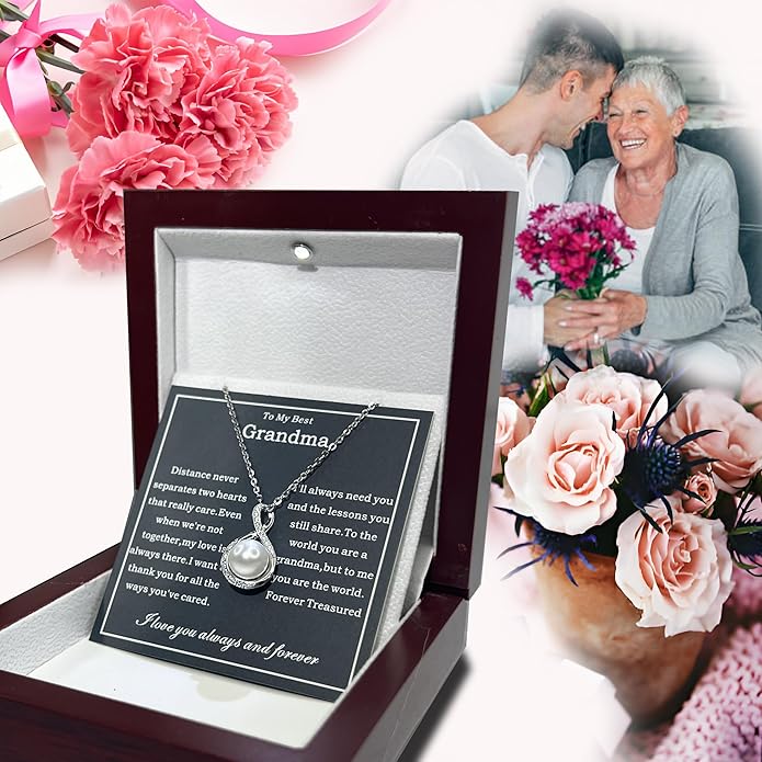 MGOOL Great Grandma Gifts 925 Sterling Silver Pearl Pendant Necklace For Grandma Jewelry Birthday Christmas Mother’s Day Gifts For Nana