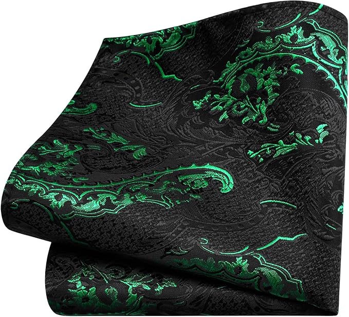 GUSLESON 8cm Paisley Tie Set for Men Necktie Lapel Pin Pocket Square Cufflinks Set for Men