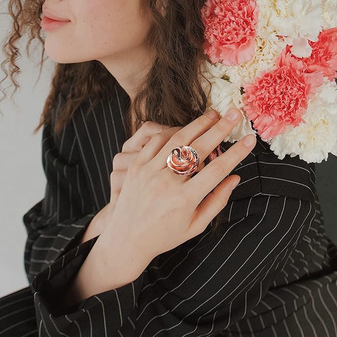 Mytys Cocktail Rings for Women Fashion 18K Gold Plated & Silver Flower Statement Ring Wedding Engagement Party Jewelry Gift