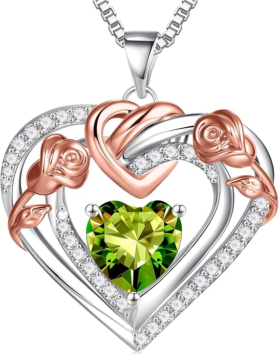 JKK Christmas Gifts Birthstone Silver Necklace for Women - S925 Sterling Silver 12 Month Birthstone Necklaces Mothers Day Birthday Christmas Gifts for Women Wife Mom