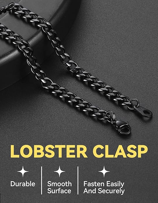 ChainsHouse Miami Cuban Link Chain Necklace for Men, 4.8mm/6mm/10mm/14mm Width, 14K Gold Plated/Stainless Steel/Black Mens Chunky Hip Hop Necklace Curb Chains, 14"-30" Length, Come Gift Box