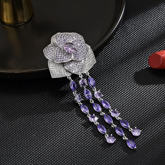 Flower Brooch Pin - Rhinestone Flower Pin 18k Gold Plated - Thanksgiving Day, Birthday, Wedding Gifts for Mom, Wife