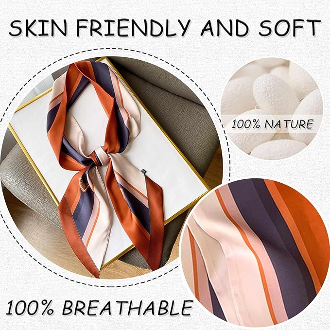 Dailyacc Hair Scarf for Women Fashion Silky Satin Headscarf Wrap Breathable Lightweight Neck Scarves For Handbag