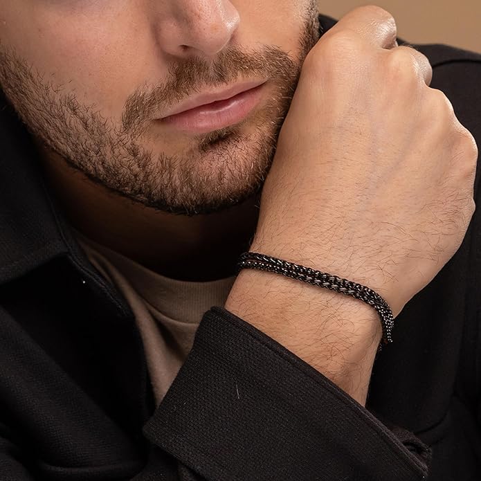 Galis Mens Bracelet Dvir - Stainless Steel for Men, Non Tarnish Rope Chain Bracelets, Stylish Birthday, Gift for Men, Dad, Husband, Boyfriend