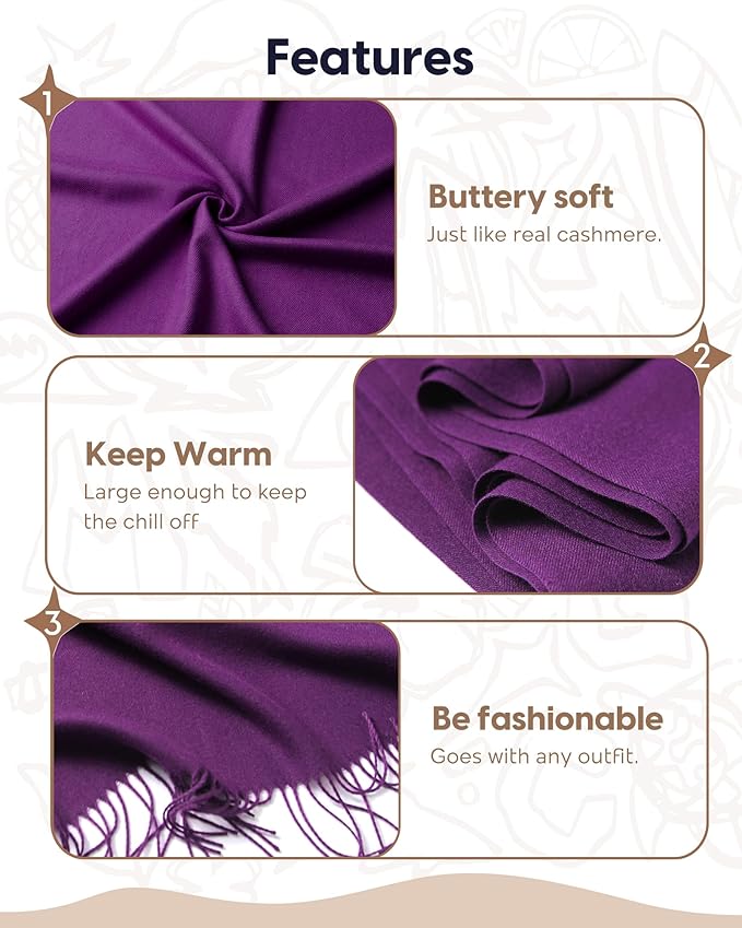 maamgic Women's Winter Scarf Soft Warm Scarf for Women Cozy Shawl Wraps for Women Lightweight Pashmina Style Wrap