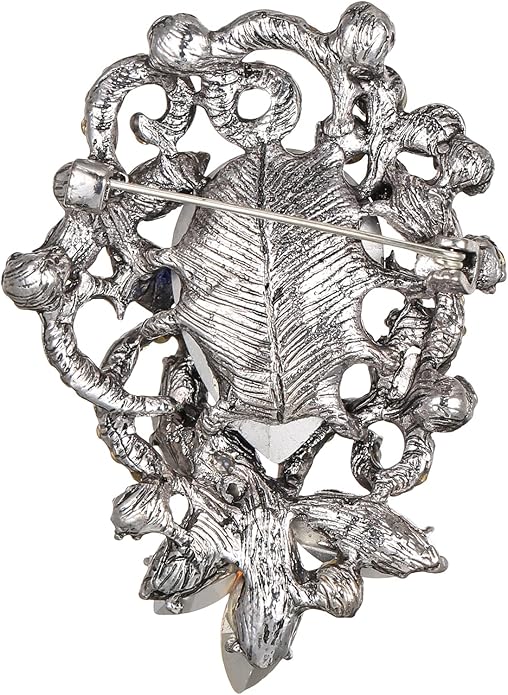 BriLove Elegant Crystal Teardrop Marquise Bouquet Brooch Pin for Women