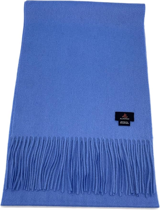 Alashan Cashmere Ultra-Fine Merino Wool and Cashmere Blend Woven Scarf -Luxe fabric-Lightweight- 72" x 12"