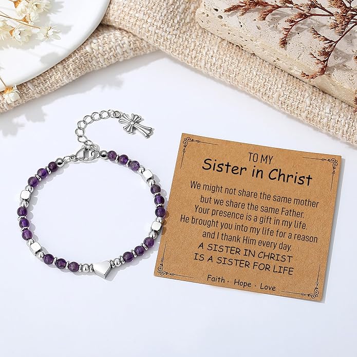 TONY & SANDY Christian Gifts for Women, Religious Cross Bracelet Jewelry, Easter Basket Stuffers for Teens Kids Adults, Faith Confirmation Baptism Christmas Birthday Gifts for Women