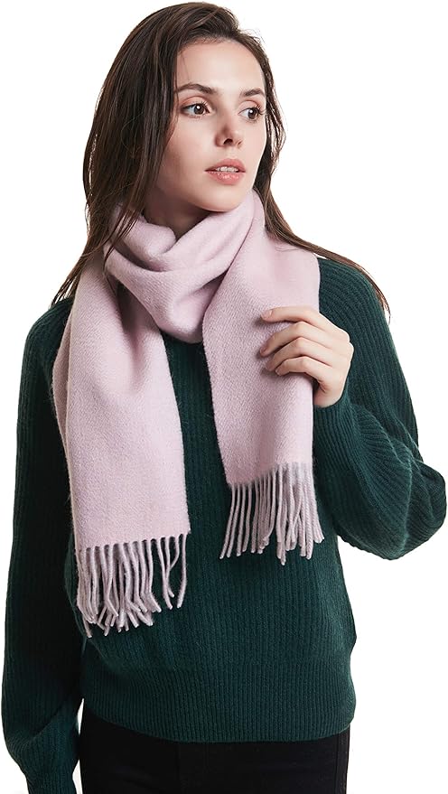 EURKEA 100% Cashmere 2025 Winter Scarf for Women Fringed Edges Warm & Soft Lightweight Solid/Plaid/Two-Tone Free Size