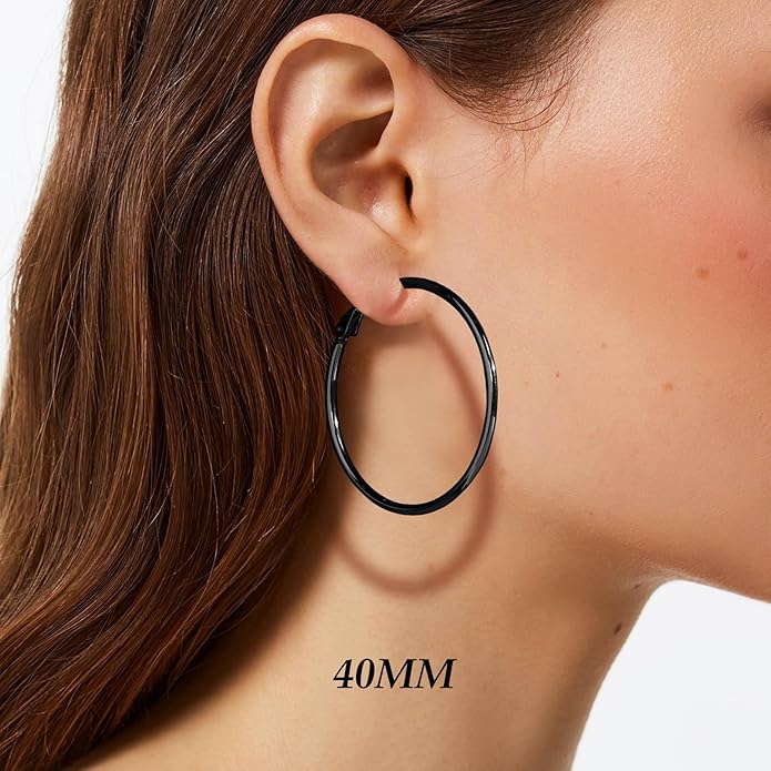 Big Gold Hoop Earrings for Women Hypoallergenic 925 Sterling Silver Post Thin Loop 14K Gold Plated Hoop Earrings Set for Women, 3 Pairs